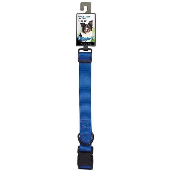 Boss Pet Adjustable Dog Collar, 18 to 26 in L Collar, 1 in W Collar, Nylon, Blue 2958002